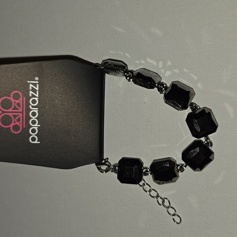 Paparazzi Silver and Black Geometric Bracelet
